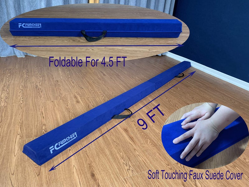 FC FUNCHEER 6FT/9FT Folding Balance Beam for Kids ages 3-39- Foldable Gymnastics Floor Beam,Anti-Slip ,Carrying Bag, Faux Suede Covered,EVA foam,Gymnastics Equipment for Kids Training At Home,School,Gym Center - Image 2